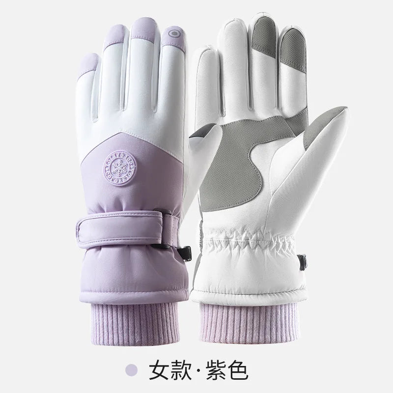 Winter ski gloves for men and women waterproof windproof warmth thickened anti-slip touch screen riding driving gloves