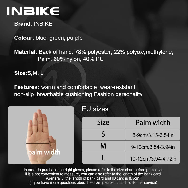 INBIKE 2024 Cycling Gloves Gel Padded for Men Autumn Winter Fleece Road Bike Gloves MTB Full Finger Touchscreen Bike Accessories