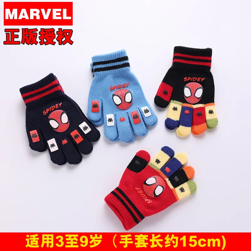 1-4PSC Marvel Gloves Adorable Anime Spider-Man Gloves Children's Warm Knitted Gloves Ladies' Birthday Gift Outdoor Winter Gift f
