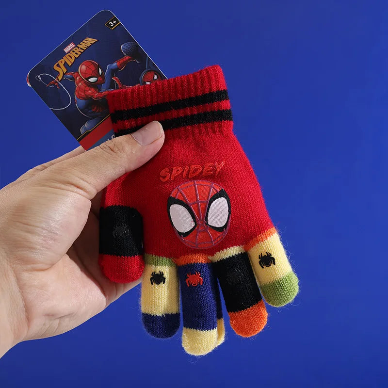 1-4PSC Marvel Gloves Adorable Anime Spider-Man Gloves Children's Warm Knitted Gloves Ladies' Birthday Gift Outdoor Winter Gift f