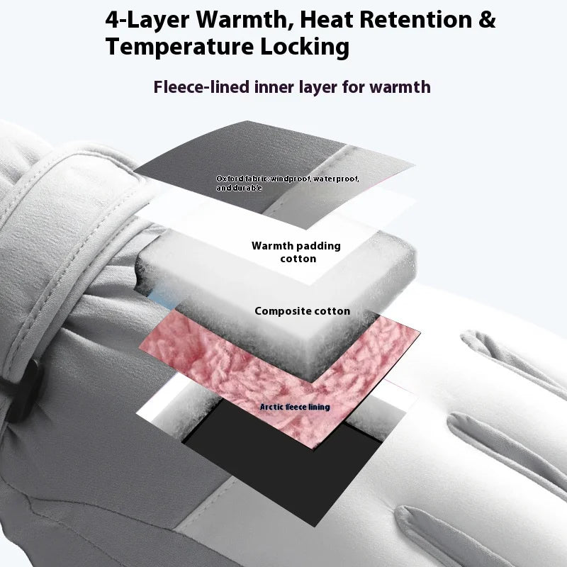 Winter ski gloves for men and women waterproof windproof warmth thickened anti-slip touch screen riding driving gloves
