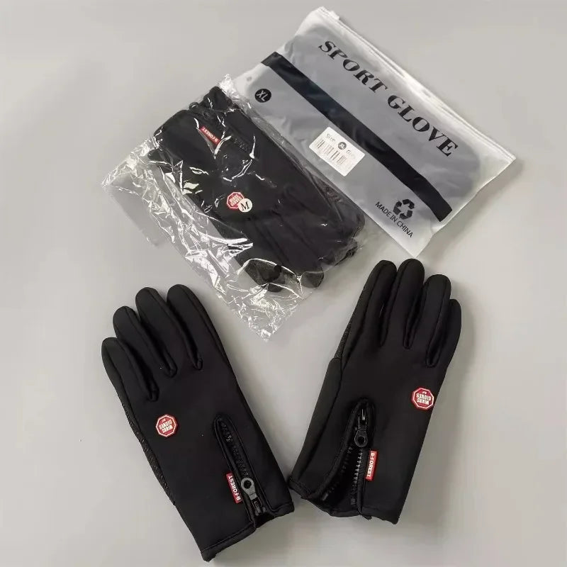 M/XL/XXL Winter Gloves for Men Waterproof Windproof Gloves Snowboard Motorcycle Riding Driving Warm Touchscreen Zipper Glove