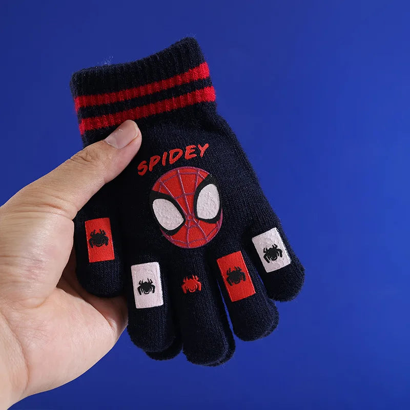 1-4PSC Marvel Gloves Adorable Anime Spider-Man Gloves Children's Warm Knitted Gloves Ladies' Birthday Gift Outdoor Winter Gift f