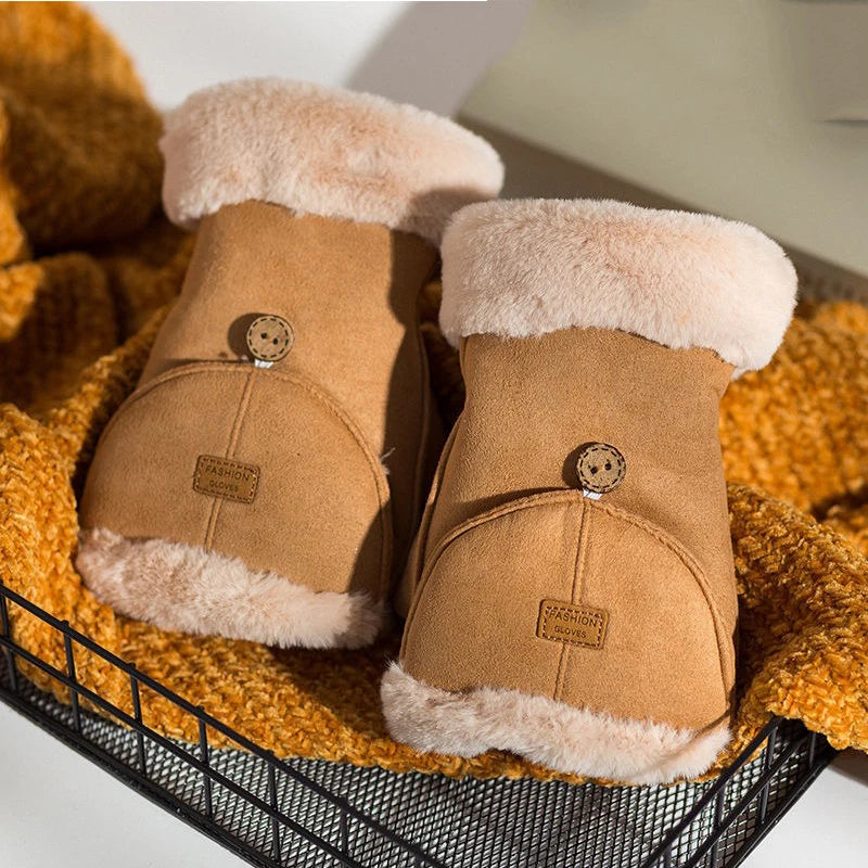 Winter Touchscreen Gloves for Women, Fleece Lined Half Finger Gloves, Warm Thermal Mittens for Office & Outdoor Use