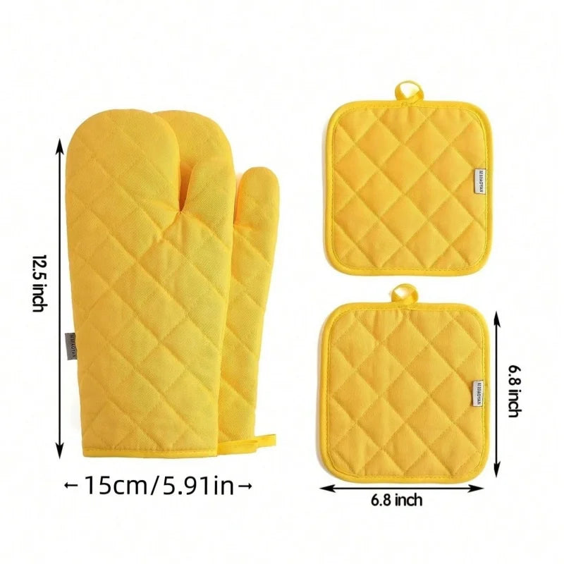 4-piece set of oven gloves with high heat resistance, thick kitchen extension, oven gloves for kitchen baking