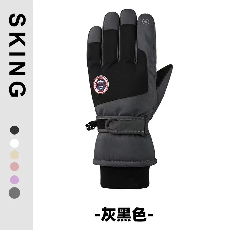 Winter ski gloves for men and women waterproof windproof warmth thickened anti-slip touch screen riding driving gloves