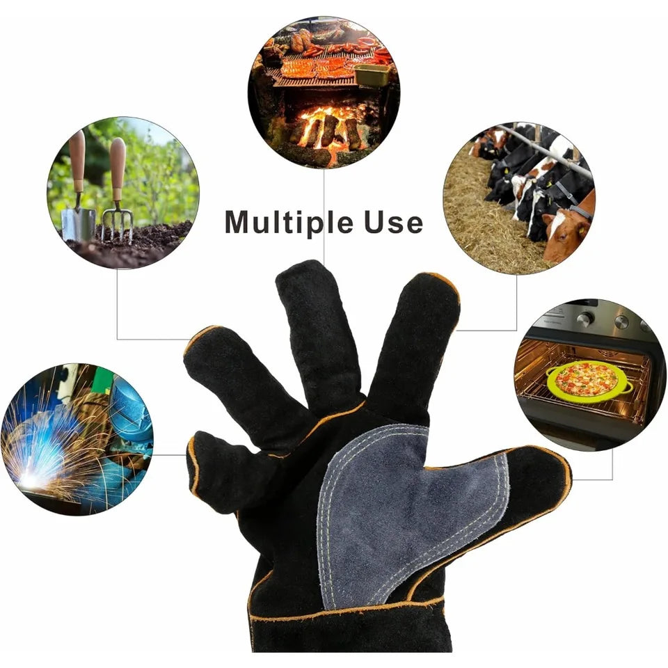 High-temperature and Fire-resistant Gloves Made of Cowhide with Kevlar Stitching Heat insulated and Bite Resistant Gloves