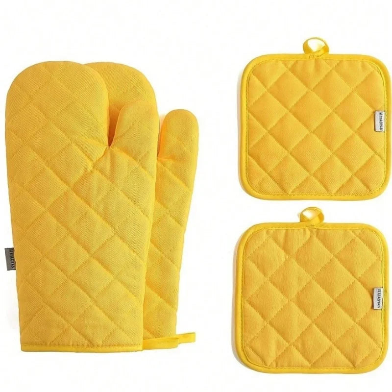 4-piece set of oven gloves with high heat resistance, thick kitchen extension, oven gloves for kitchen baking