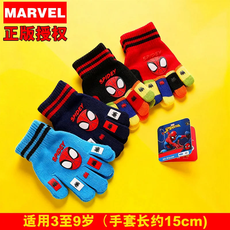 1-4PSC Marvel Gloves Adorable Anime Spider-Man Gloves Children's Warm Knitted Gloves Ladies' Birthday Gift Outdoor Winter Gift f