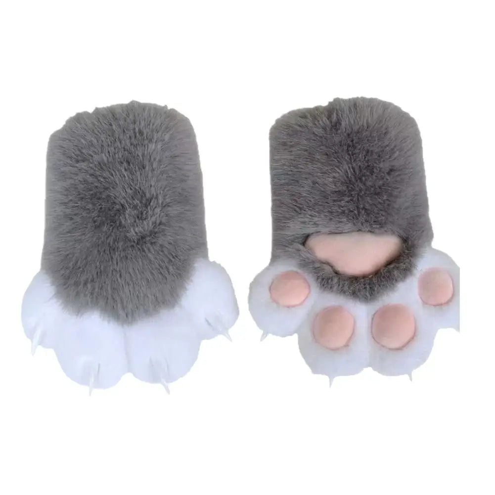 1Pair Cat scratch plush gloves Cute Cat Paw Fluffy Plush Gloves Winter Warm Soft Furry Hand Muffs Multiple Colors Cosplay Gloves