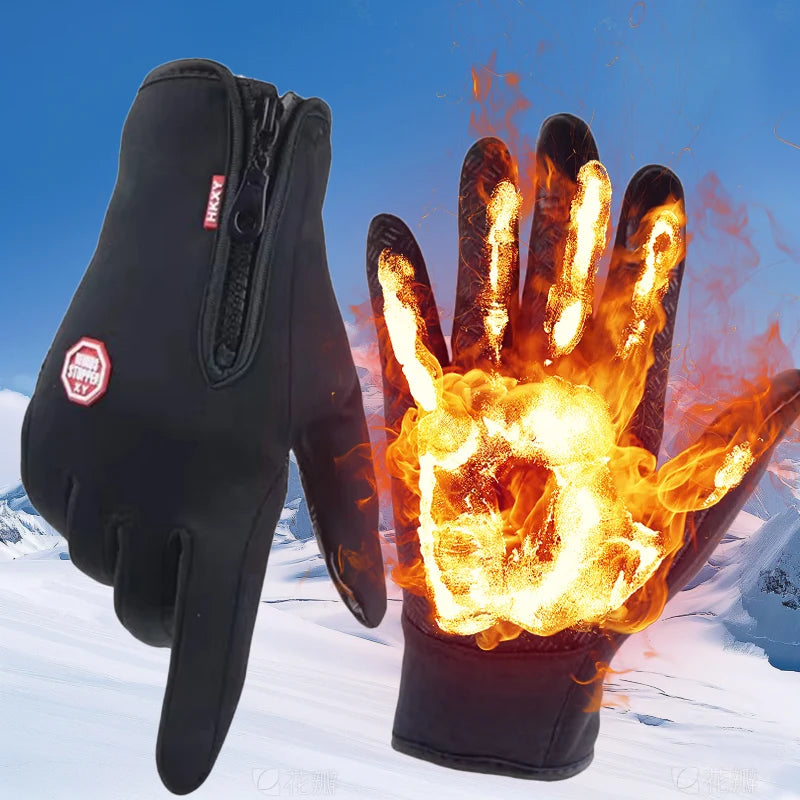 M/XL/XXL Winter Gloves for Men Waterproof Windproof Gloves Snowboard Motorcycle Riding Driving Warm Touchscreen Zipper Glove