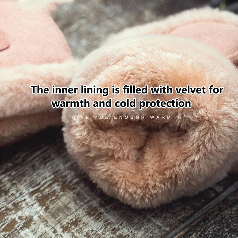 Winter Touchscreen Gloves for Women, Fleece Lined Half Finger Gloves, Warm Thermal Mittens for Office & Outdoor Use