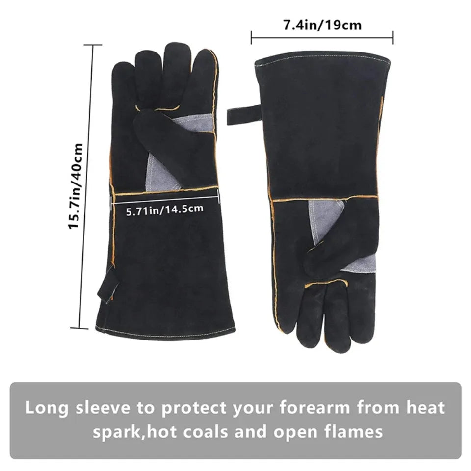 High-temperature and Fire-resistant Gloves Made of Cowhide with Kevlar Stitching Heat insulated and Bite Resistant Gloves