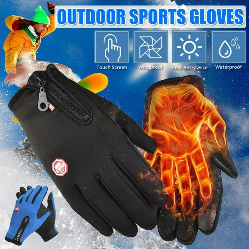 M/XL/XXL Winter Gloves for Men Waterproof Windproof Gloves Snowboard Motorcycle Riding Driving Warm Touchscreen Zipper Glove