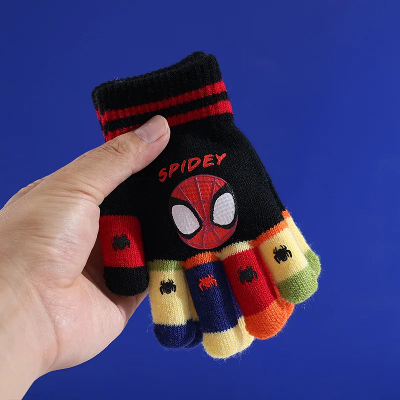 1-4PSC Marvel Gloves Adorable Anime Spider-Man Gloves Children's Warm Knitted Gloves Ladies' Birthday Gift Outdoor Winter Gift f