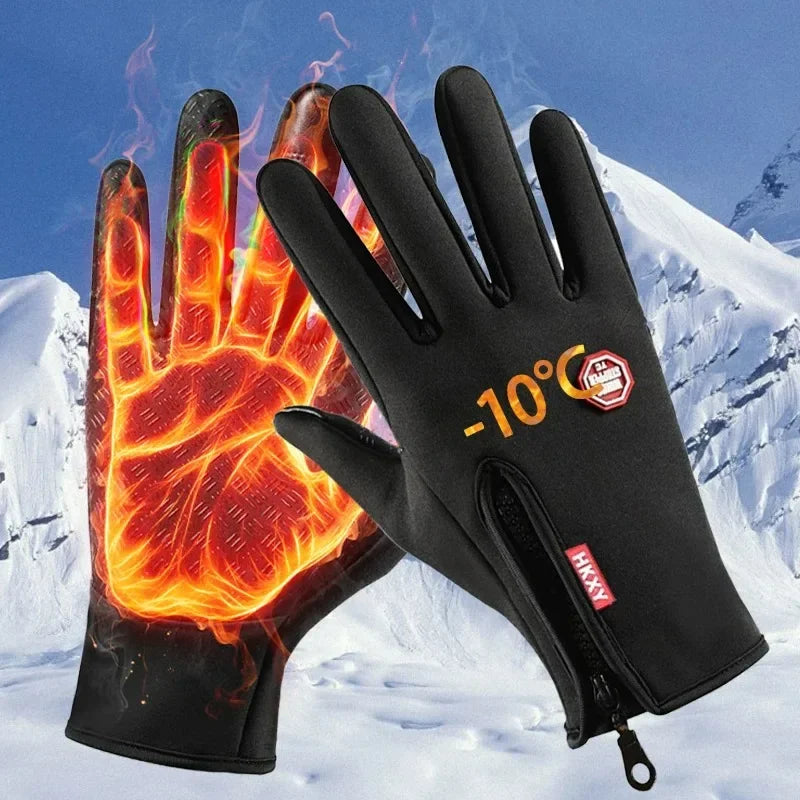 M/XL/XXL Winter Gloves for Men Waterproof Windproof Gloves Snowboard Motorcycle Riding Driving Warm Touchscreen Zipper Glove