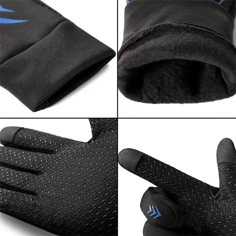 WRELS Autumn Winter Warm Cycling Gloves Waterproof Thermal Touch Screen Riding Cycling Skiing Non-slip Winter Bike Gloves Men