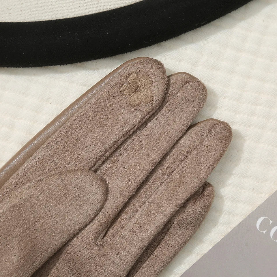 New Leather Fashionable Soft Gloves for Women Artificial Fur Cuffs Winter Warm Touch Screen Gloves Elegant Waterproof Gloves