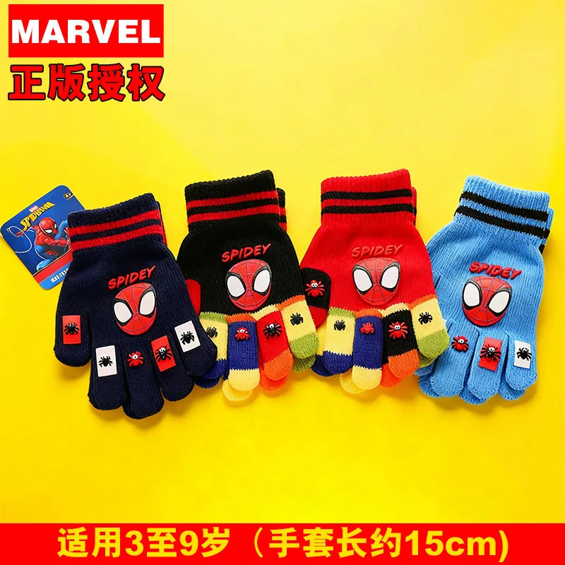 1-4PSC Marvel Gloves Adorable Anime Spider-Man Gloves Children's Warm Knitted Gloves Ladies' Birthday Gift Outdoor Winter Gift f